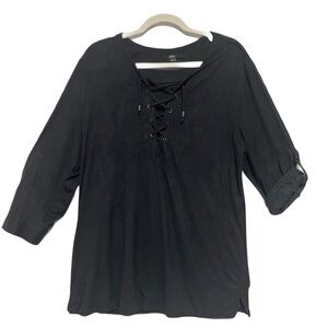 Intro ♥️ Navy Blue Lace-Up Tunic Top SZ L